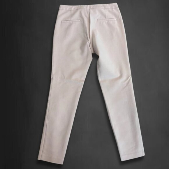 Zara Basic Trouser Pants Cotton Blend Stretch Slim Fit Faux Pocket Pastel Pink L - Picture 2 of 9